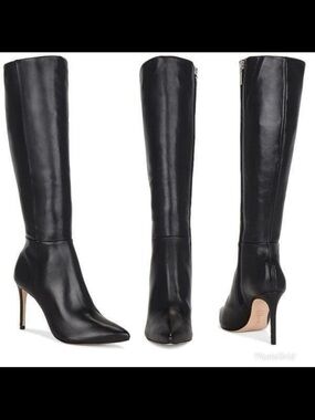 SCHUTZ MIKKI UP BOOT Black Over-the-Knee Pointed-Toe Stiletto Boot